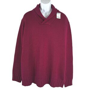 Woolovers Shawl Collar Jumper Sweater Mens XL Wool Burgundy‎ NWT FS-1401